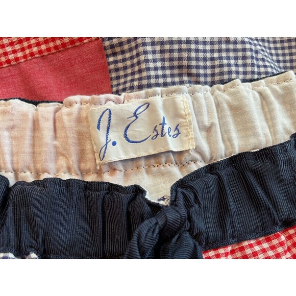 J. Estes Skirt Vintage 70s Patchwork Quilted Maxi Red Blue Flowy  Boho Prairie M - Picture 3 of 12